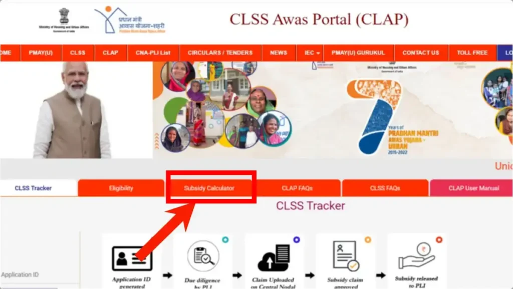 PM Awas Yojana 2025 "PMAY CLAP पोर्टल पर सब्सिडी कैलकुलेटर पर क्लिक करें और अपनी होम लोन सब्सिडी जानें।"