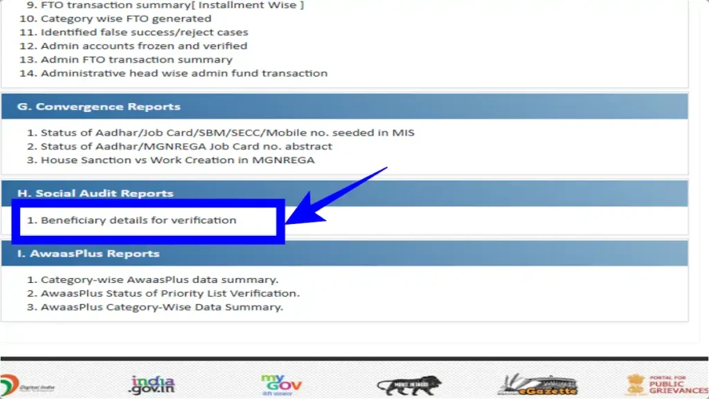 pm awas Beneficiary List “PMAY-G portal showing 'Beneficiary details for verification' link to check 2025 list.”